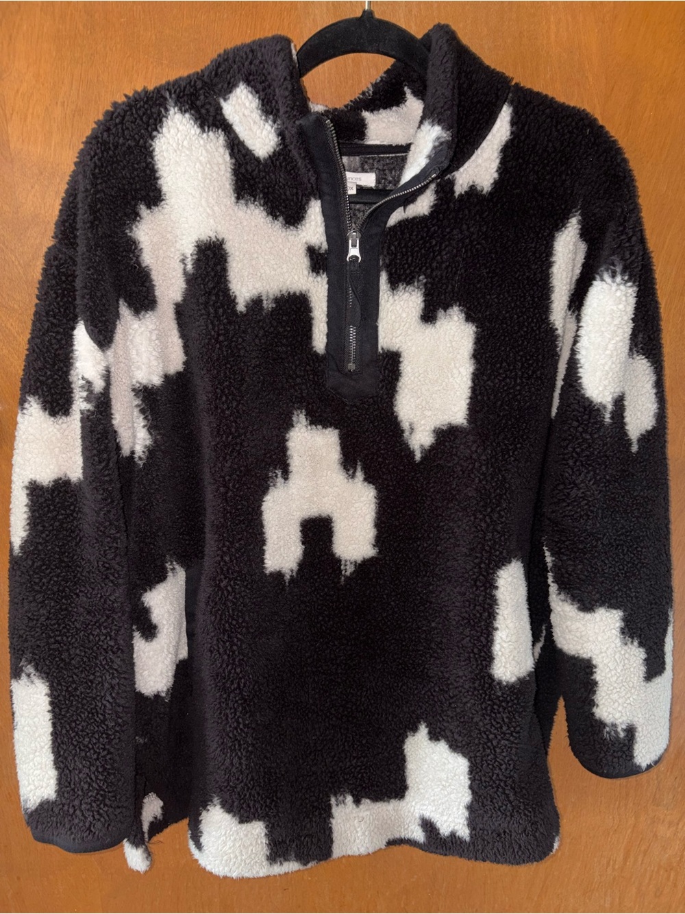 Maurices Black and White Sherpa Half-Zip Pullover